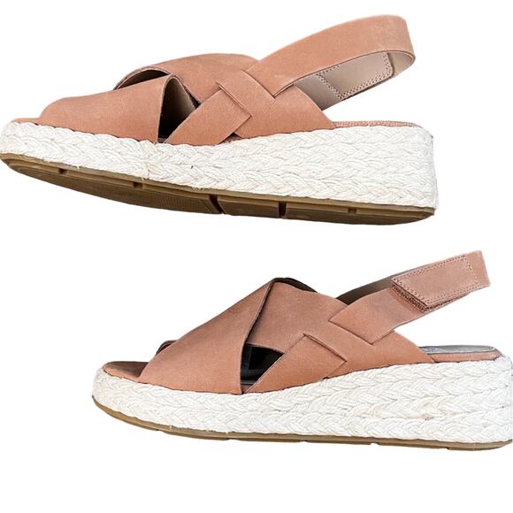 Eileen Fisher Leather Timor Wedge Sandal - Cognac - Sz 9 - Picture 6 of 8